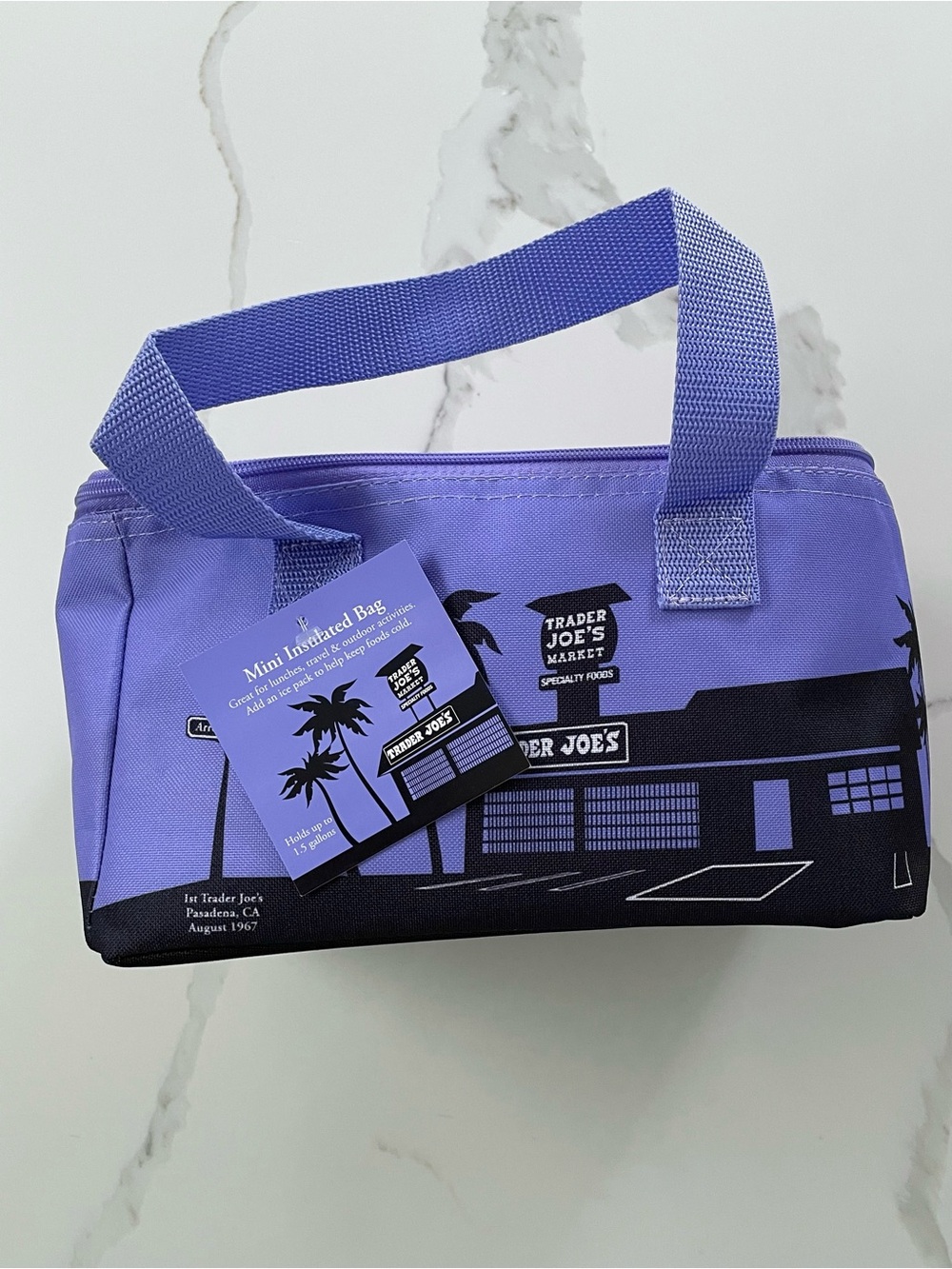 NWT Trader Joe's Lavender Mini Insulated Cooler Tote Lunch Bag (1.5 Gallon)